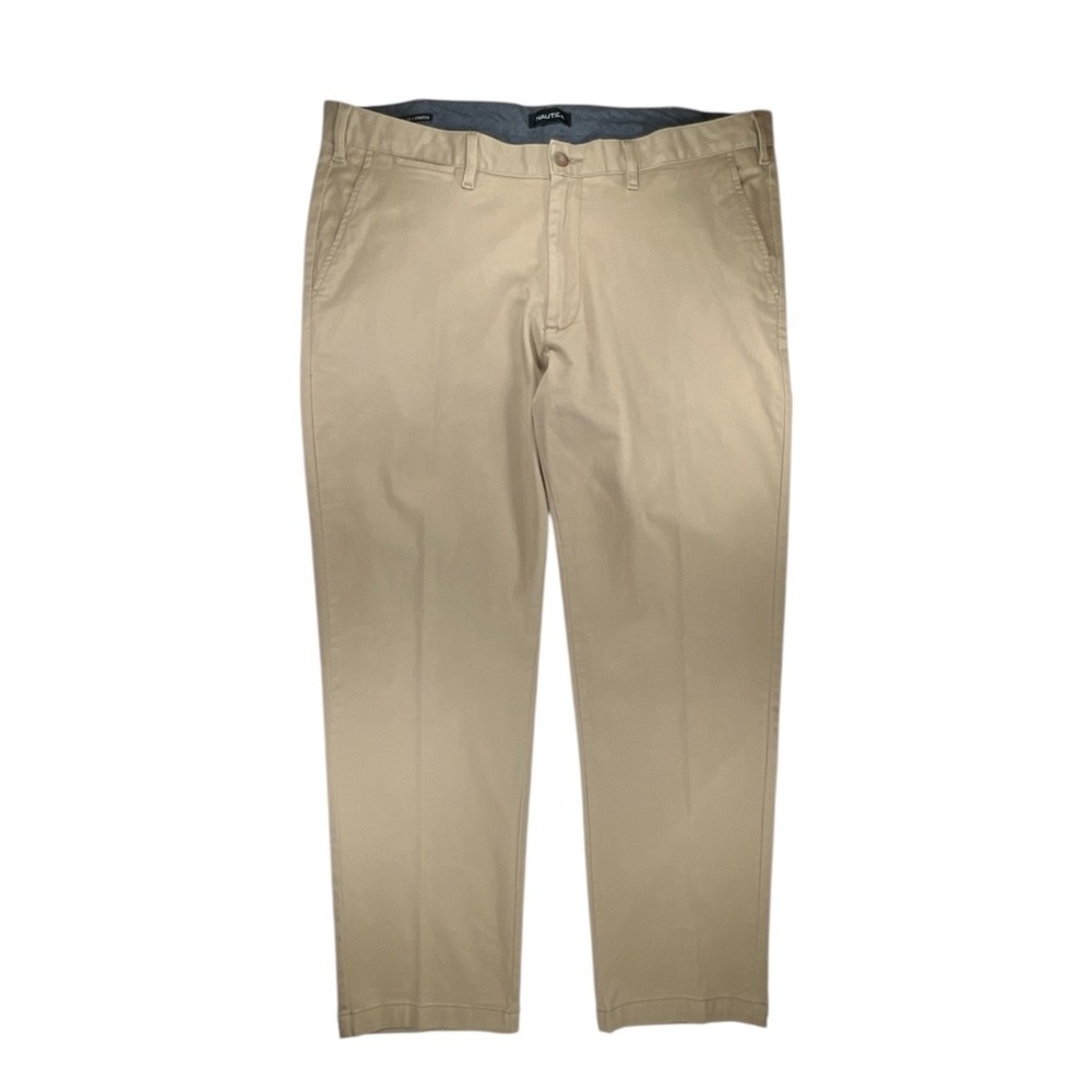 Nautica Pants 38x30 Mens Khaki Chino Classic Fit Straight Cotton Stretch